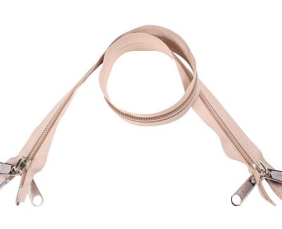 YKK zip-fastener 10 mm with two ways open end beige, 80 cm / 31.5 inch