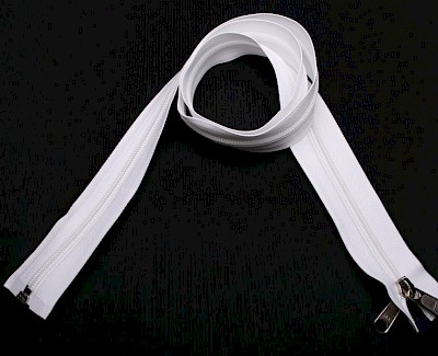 YKK zip-fastener 10 mm with open end white, 100 cm / 39.4 inch