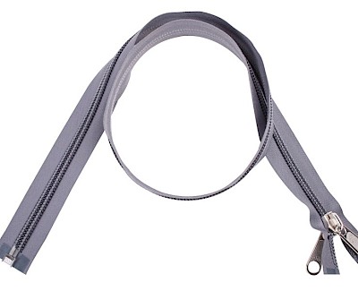 YKK zip-fastener 10 mm with open end grey, 100 cm / 39.4 inch