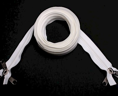 YKK zip-fastener 10 mm with two ways open end white, 300 cm / 118.1 inch