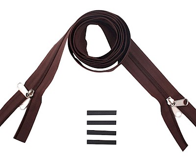 YKK spiral zip-fastener 8 mm closed end two-way X-form brown