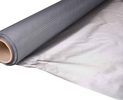 Tent fabric lightweight ripstop nylon 70 gr/m² 150 cm, grey metallic second choice