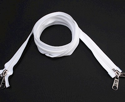 ESVO zip-fastener 10 mm with two ways open end white, 150 cm / 59.1 inch