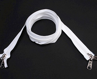 ESVO zip-fastener 10 mm with two ways open end white, 200 cm / 78.7 inch