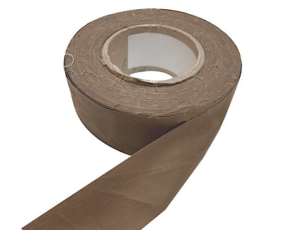 Tent fabric tape 150 gr/m² cotton 50 mm, rust brown