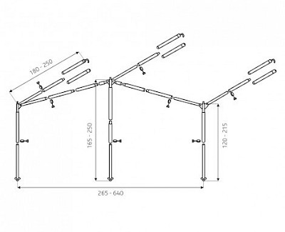 Awning frame 25/22 aluminium + powergrip