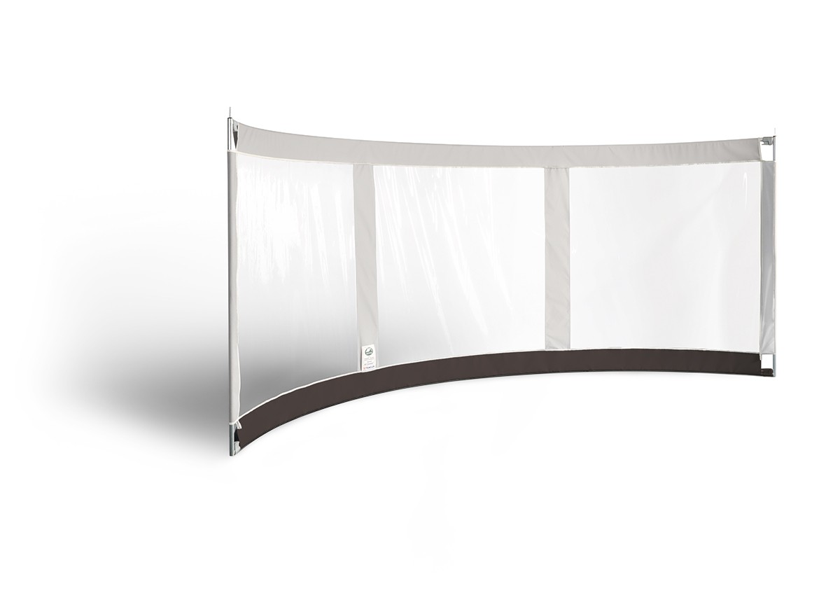 ESVO curved windbreak Mistral 395 with 3 windows, grey