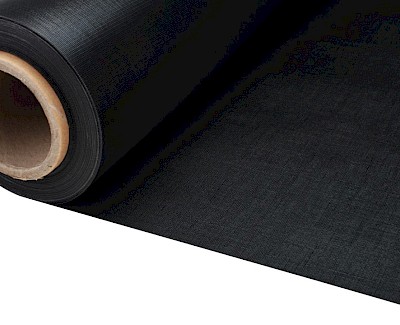 Ground sheet reinforced black PVC with grain 154 cm. 450 gr/m²