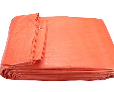 Tarpaulin sheet, 400 x 600 cm, orange, with eyelets, waterproof, 100, economy