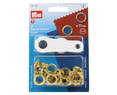 Set Prym eyelets with washers 11 mm copper, 15 pieces