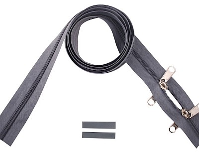 YKK spiral zip-fastener 8 mm closed end two-way O-form grey