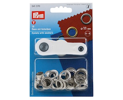 Set Prym eyelets with washers 11 mm plated copper, 15 pieces