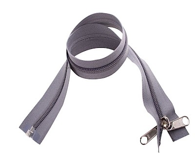 YKK zip-fastener 8 mm with open end grey, 100 cm / 39.4 inch