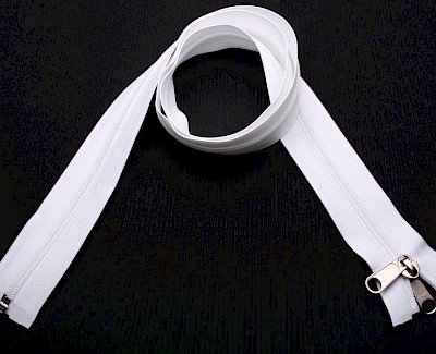 YKK zip-fastener 8 mm with open end white, 89 cm